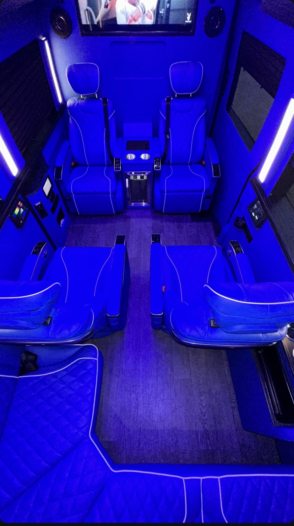 Blue leather VIP Sprinter interior